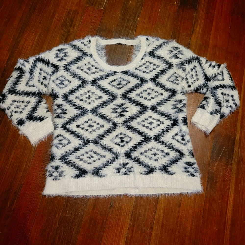 Xhiliration fuzzy open back sweater